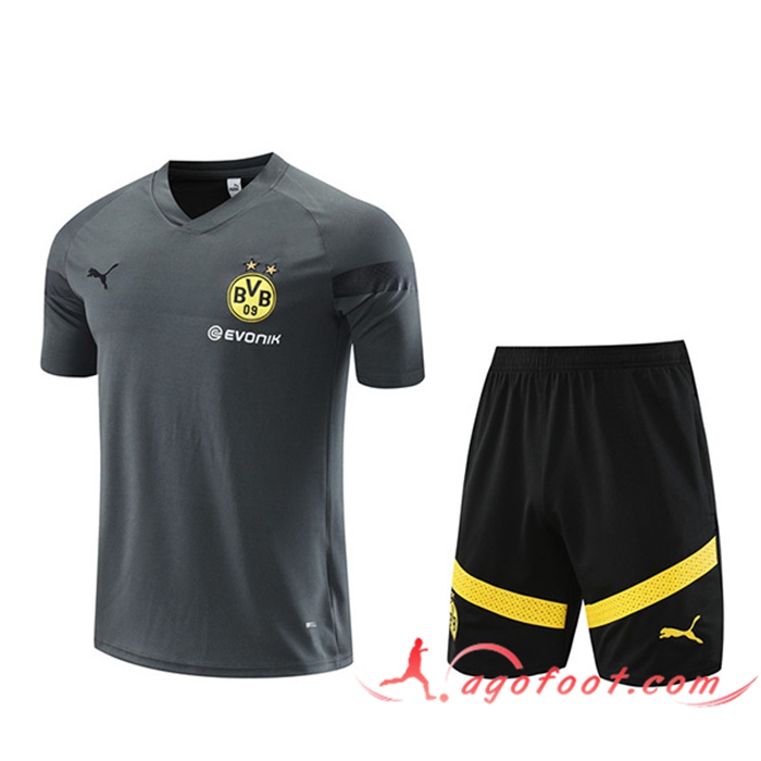Ensemble Training T-Shirts + Shorts Dortmund Gris 2022/2023