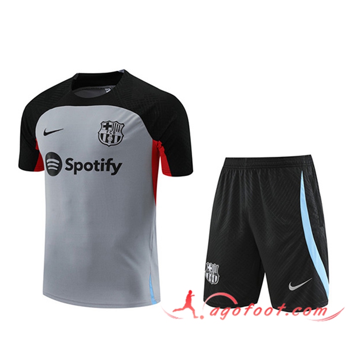 Ensemble Training T-Shirts + Shorts FC Barcelone Gris 2022/2023