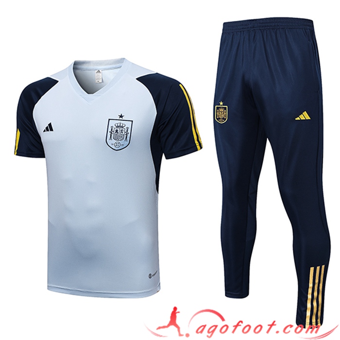 Ensemble Training T-Shirts + Pantalon Espagne Bleu Clair 2023/2023
