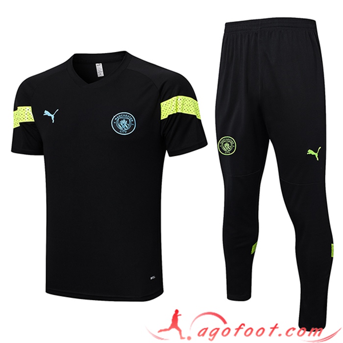 Ensemble Training T-Shirts + Pantalon Manchester City Noir 2023/2023