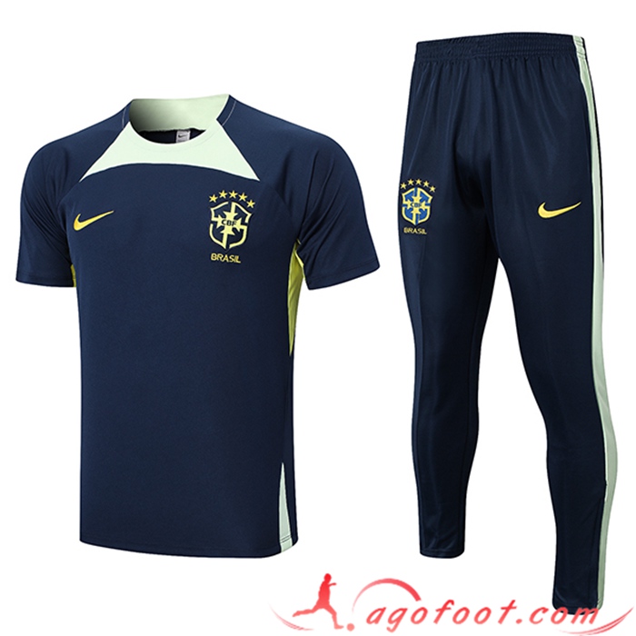 Ensemble Training T-Shirts + Pantalon Bresil Bleu Marine 2023/2023