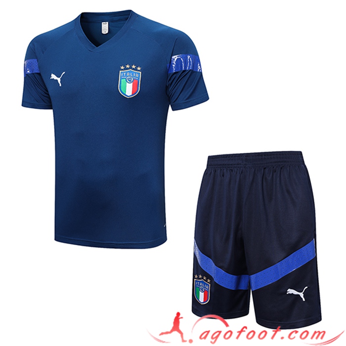 Ensemble Training T-Shirts + Shorts Italie Bleu Marine 2023/2023