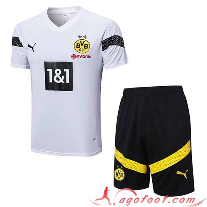 Ensemble Training T-Shirts + Shorts Dortmund Blanc 2023/2023