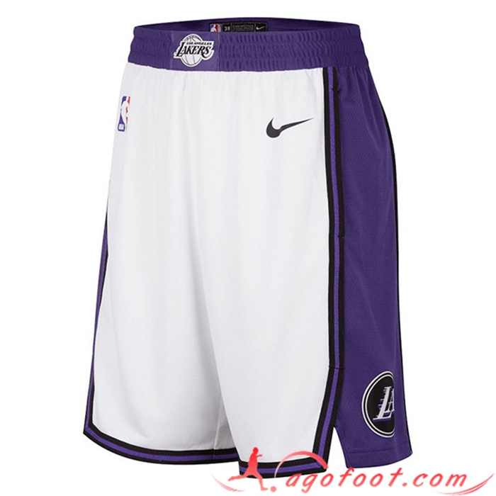 Shorts NBA Los Angeles Lakers Blanc/Pourpre