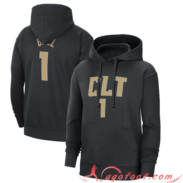 Sweatshirt Training Capuche Charlotte Hornets Noir 2023