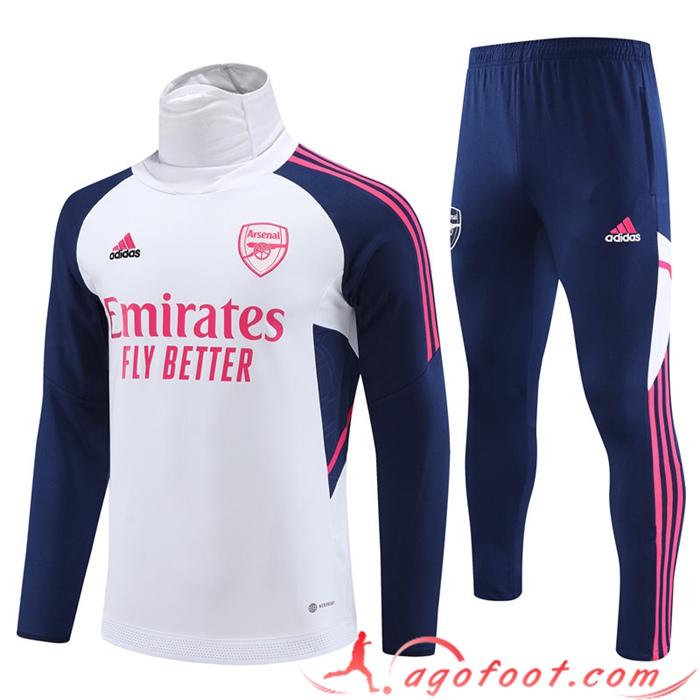 Ensemble Survetement de Foot Arsenal High Collar Blanc 2023/2023