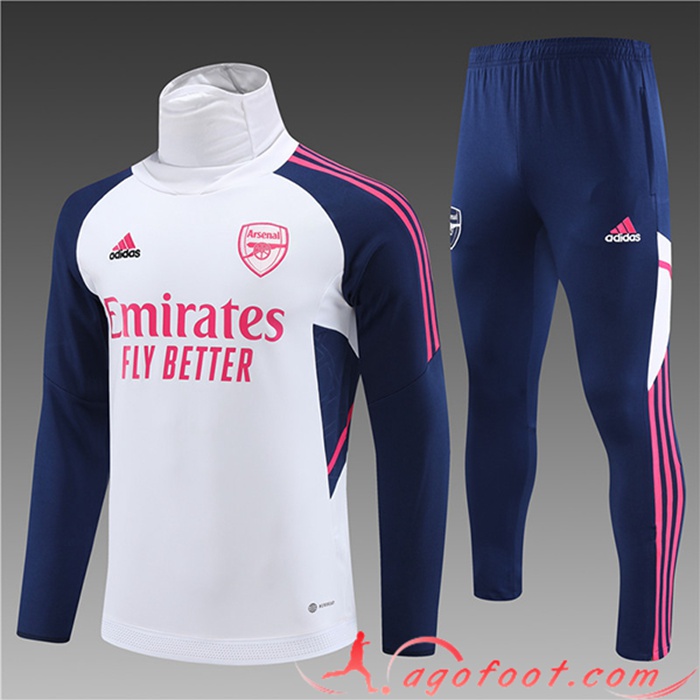 Ensemble Survetement de Foot Arsenal High Collar Enfant Blanc 2023/2023