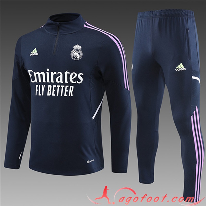 Ensemble Survetement de Foot Real Madrid Enfant Bleu Marine 2023/2023