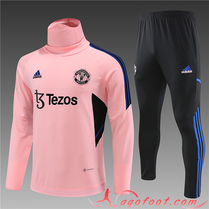 Ensemble Survetement de Foot Manchester United High Collar Enfant Rose 2023/2023