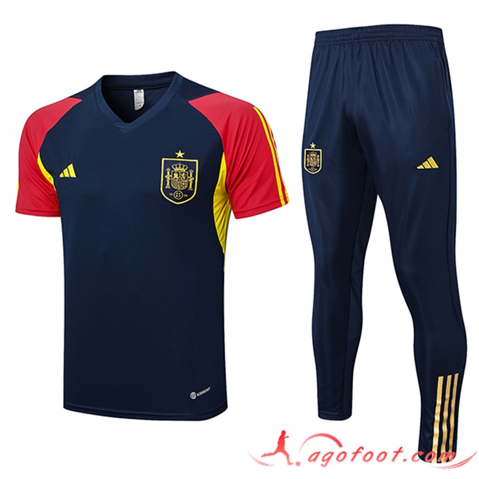 Ensemble Training T-Shirts + Pantalon Espagne Bleu Marine 2023/2024