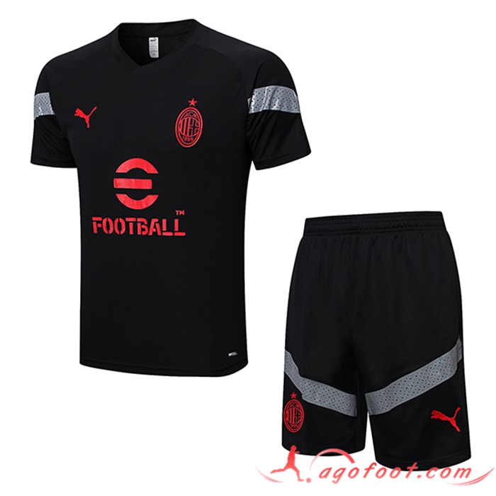 Ensemble Training T-Shirts + Shorts Milan AC Noir 2022/2023