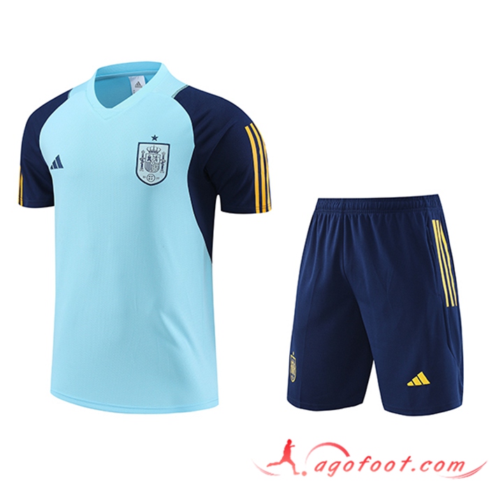 Ensemble Training T-Shirts + Shorts Espagne Bleu Clair 2023/2024