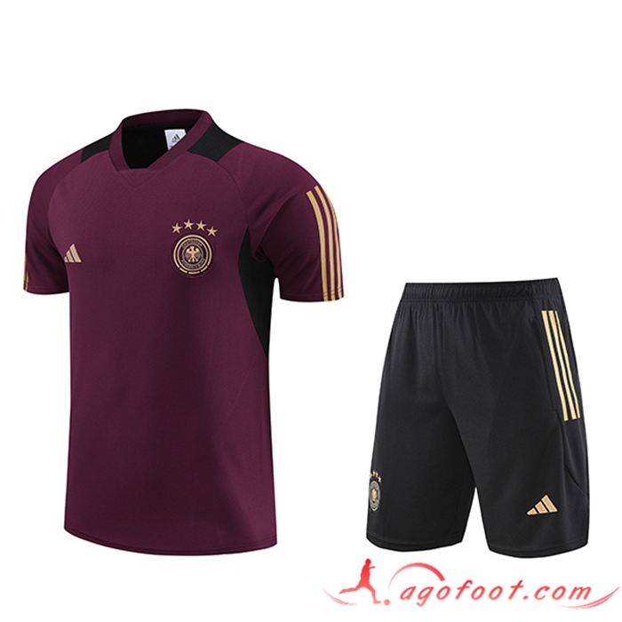 Ensemble Training T-Shirts + Shorts Allemagne Rouge Foncé 2023/2024