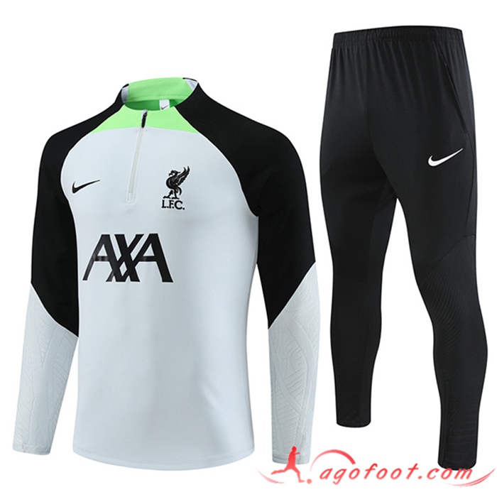 Ensemble Survetement de Foot FC Liverpool Gris/Vert 2023/2024