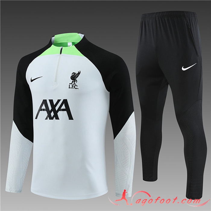 Ensemble Survetement de Foot FC Liverpool Enfant Gris/Vert 2023/2024