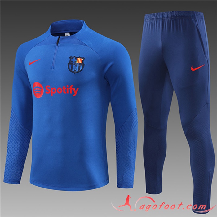 Ensemble Survetement de Foot FC Barcelone Enfant Bleu 2023/2024