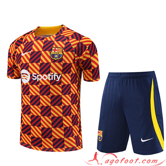 Ensemble Training T-Shirts + Shorts FC Barcelone Jaune 2023/2024