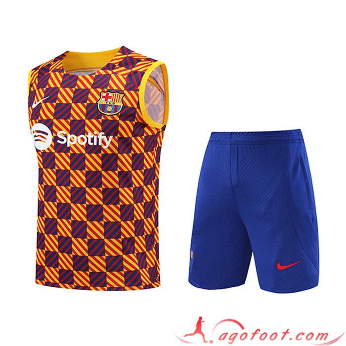Ensemble Training Debardeur + Shorts FC Barcelone Jaune 2023/2024