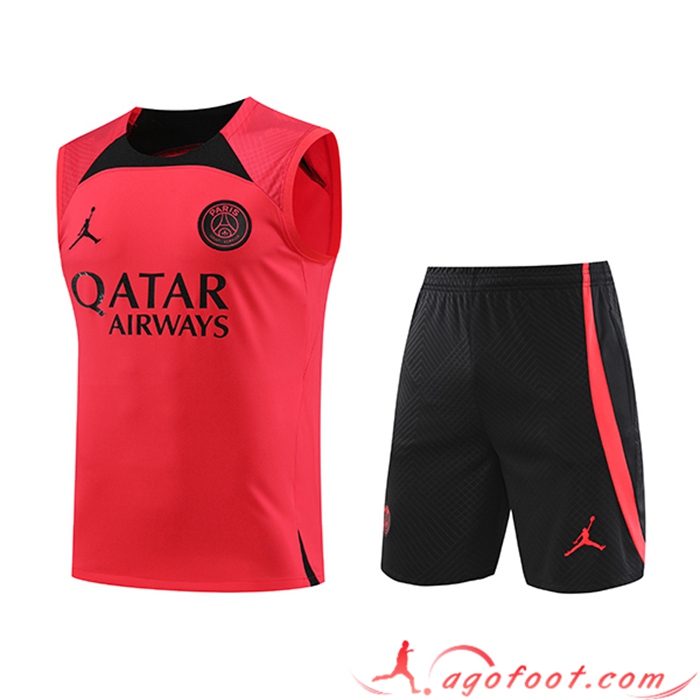 Ensemble Training Debardeur + Shorts PSG Jordan Rouge 2023/2024