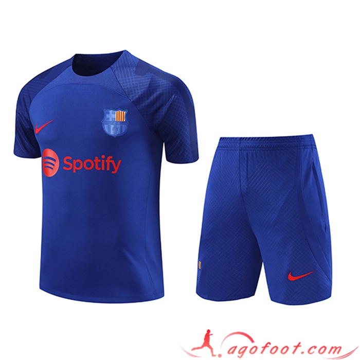 Ensemble Training T-Shirts + Shorts FC Barcelone Bleu Marine 2023/2024
