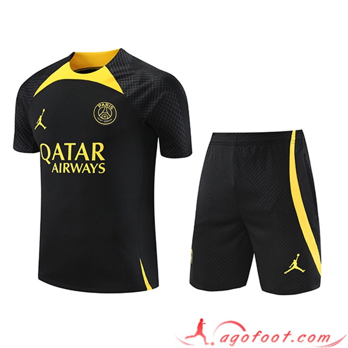 Ensemble Training T-Shirts + Shorts PSG Jordan Noir 2023/2024