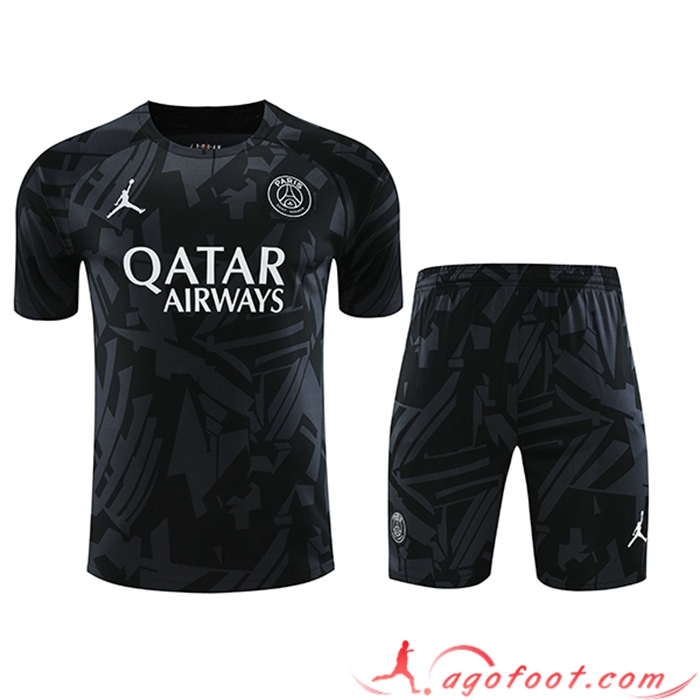 Ensemble Training T-Shirts + Shorts PSG Jordan Noir 2023/2024