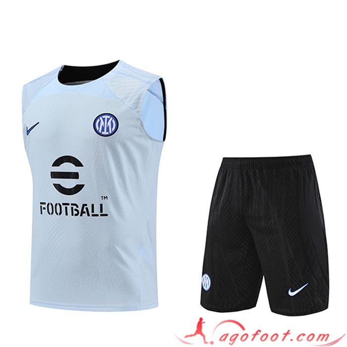 Ensemble Training Debardeur + Shorts Inter Milan Bleu Clair 2023/2024