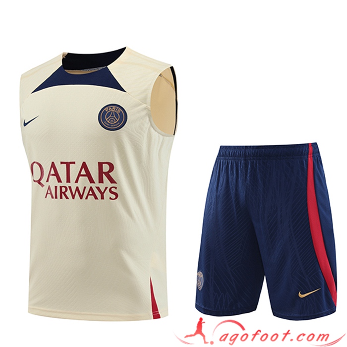 Ensemble Training Debardeur + Shorts PSG Jaune 2023/2024
