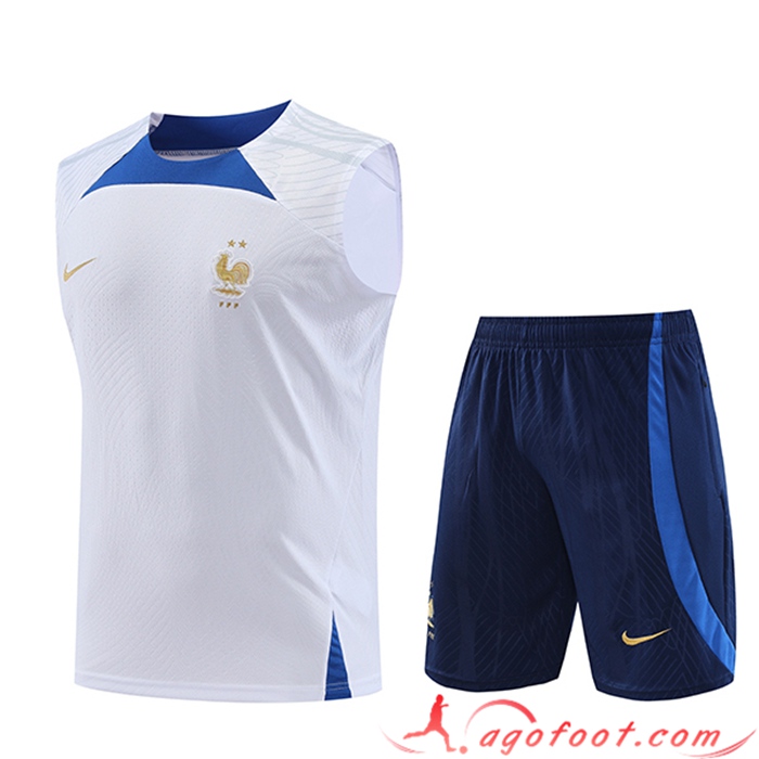 Ensemble Training Debardeur + Shorts France Blanc 2023/2024