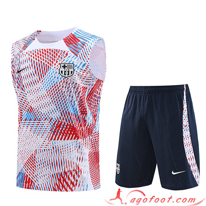 Ensemble Training Debardeur + Shorts FC Barcelone Rouge/Bleu 2023/2024