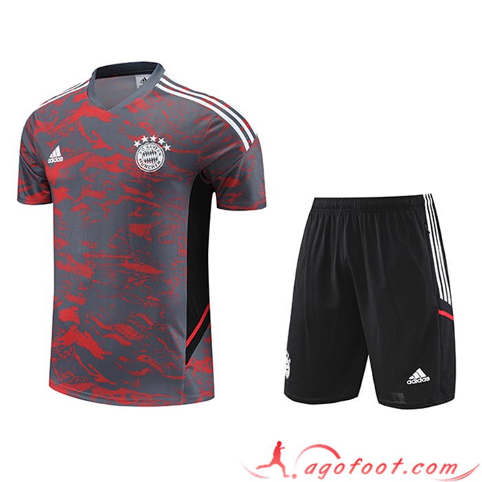 Ensemble Training T-Shirts + Shorts Bayern Munich Rouge/Gris 2023/2024