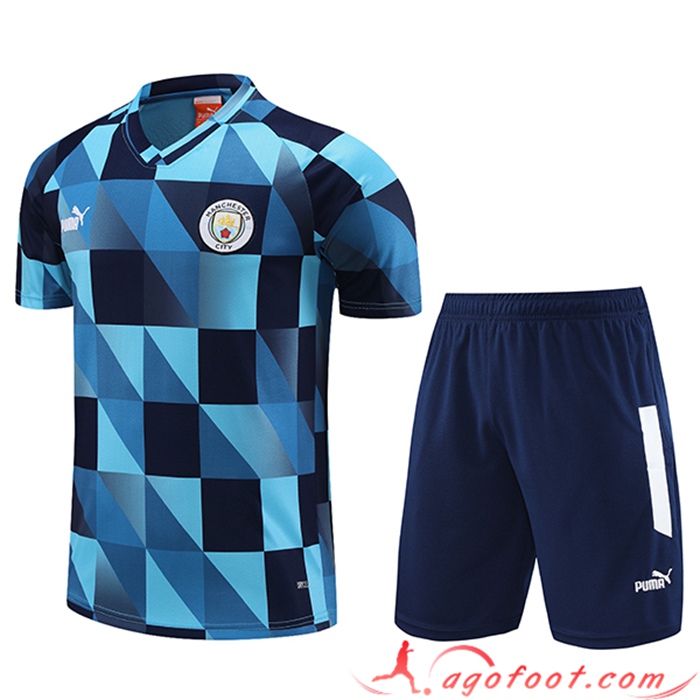 Ensemble Training T-Shirts + Shorts Manchester City Bleu Clair 2023/2024