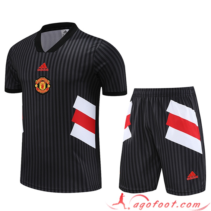 Ensemble Training T-Shirts + Shorts Manchester United Noir 2023/2024