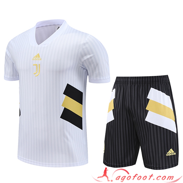 Ensemble Training T-Shirts + Shorts Juventus Blanc 2023/2024