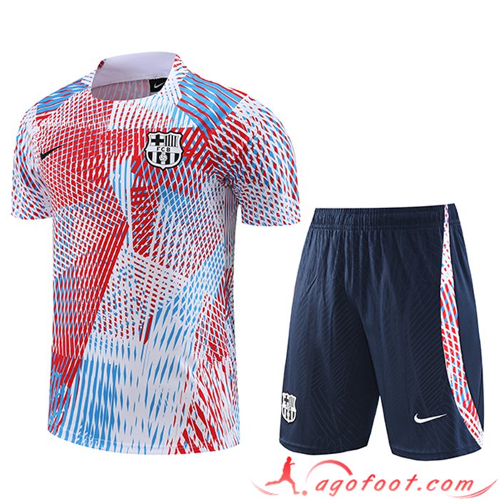 Ensemble Training T-Shirts + Shorts FC Barcelone Rouge/Bleu/Blanc 2023/2024
