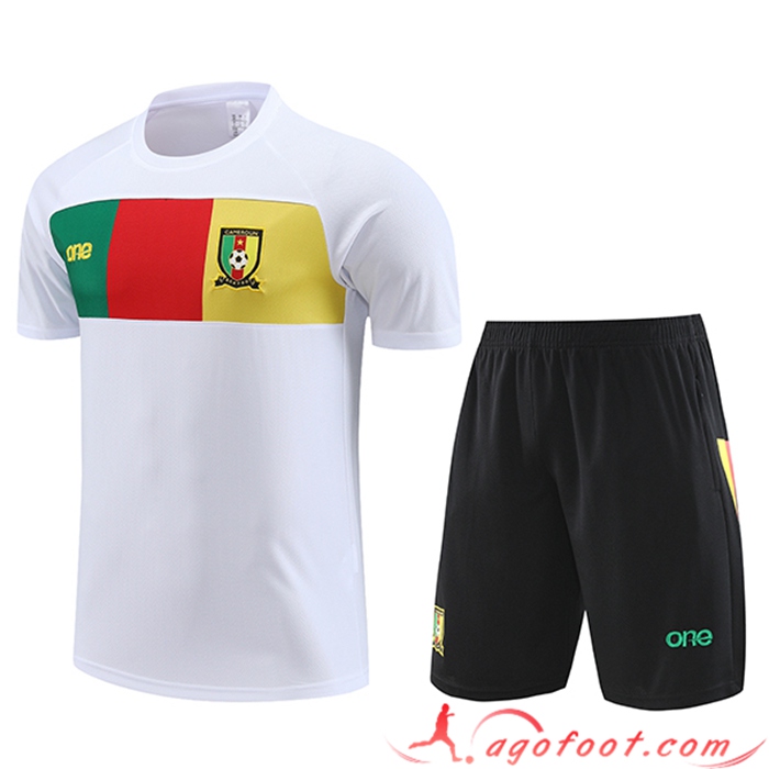Ensemble Training T-Shirts + Shorts Cameroun Blanc 2023/2024