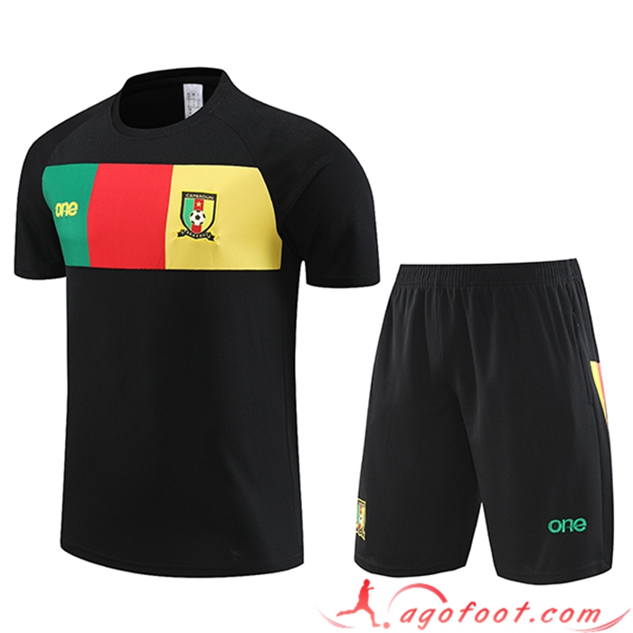 Ensemble Training T-Shirts + Shorts Cameroun Noir 2023/2024