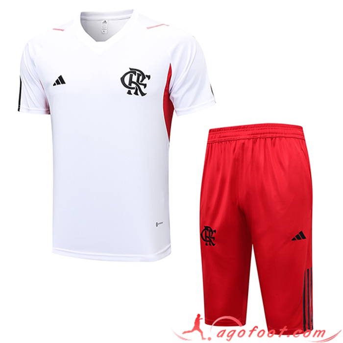 Ensemble Training T-Shirts + Shorts Flamengo Blanc 2023/2024