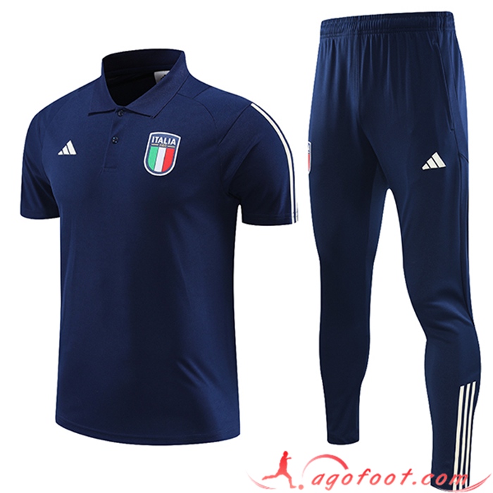 Ensemble Polo Foot Italie Bleu Marine 2023/2024