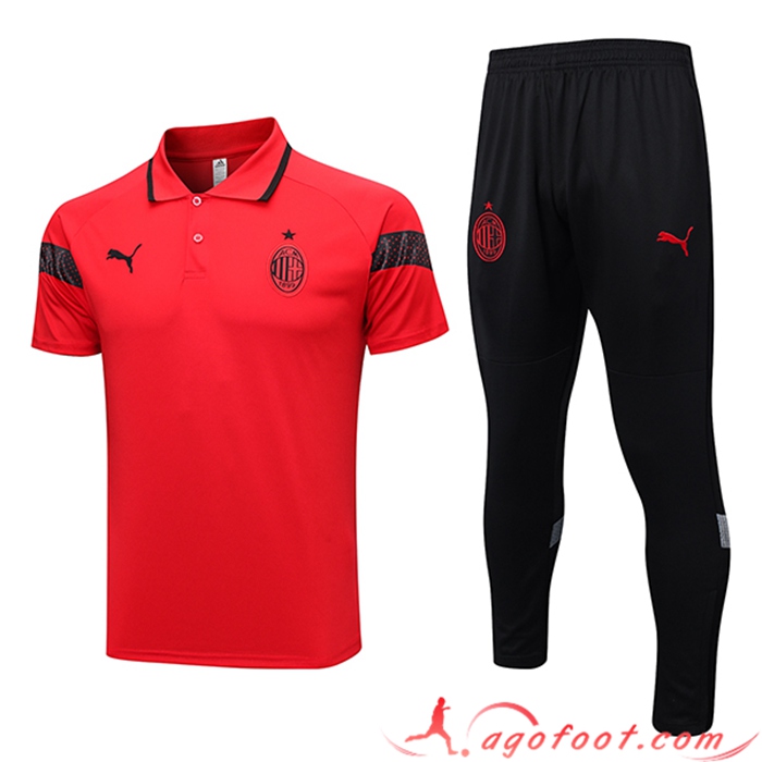 Ensemble Polo Foot Milan AC Rouge 2023/2024