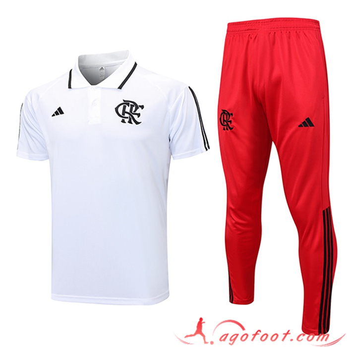 Ensemble Polo Foot Flamengo Blanc 2023/2024