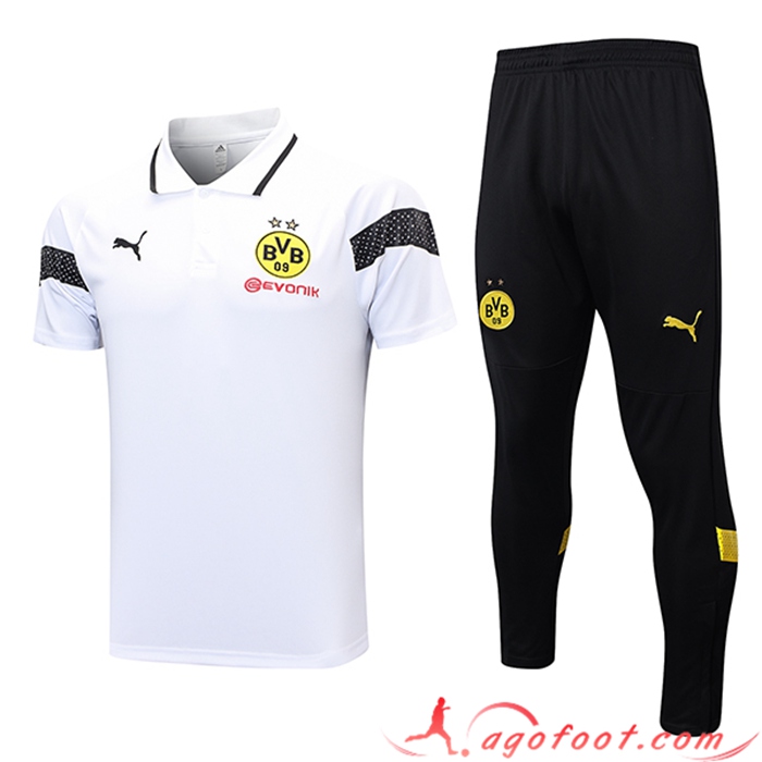 Ensemble Polo Foot Dortmund Blanc 2023/2024
