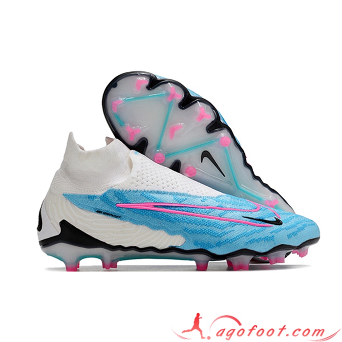 Nike Chaussures de Foot Phantom GX High Gang Elite DF FG Bleu/Blanc