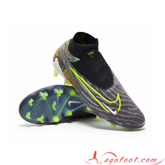 Nike Chaussures de Foot Phantom GX High Gang Elite DF Link FG Noir/Vert