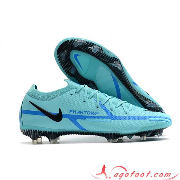 Nike Chaussures de Foot Phantom GT2 Low Gang Elite FG Bleu Clair