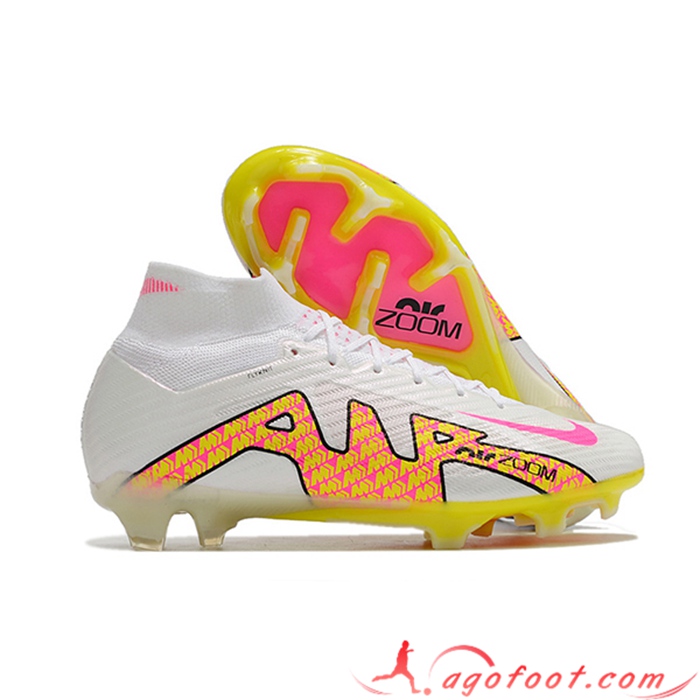 Nike Chaussures de Foot Air Zoom Mercurial Superfly IX Elite FG Blanc