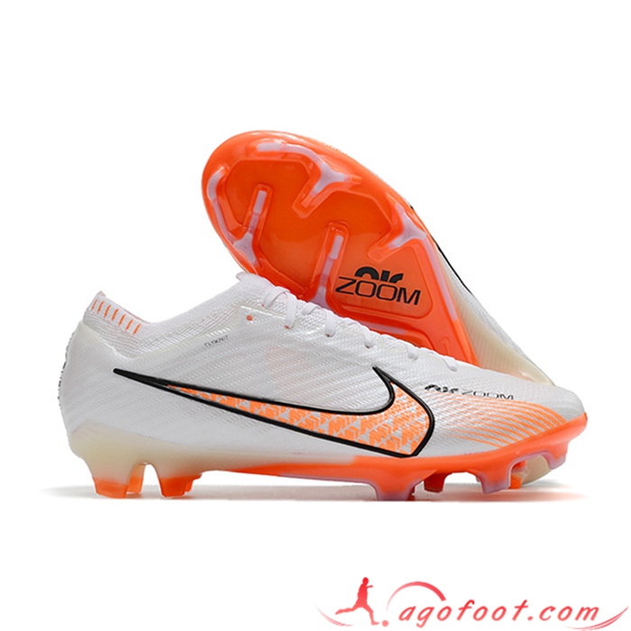 Nike Chaussures de Foot Air Zoom Mercurial Vapor XV Elite FG Blanc/Orange