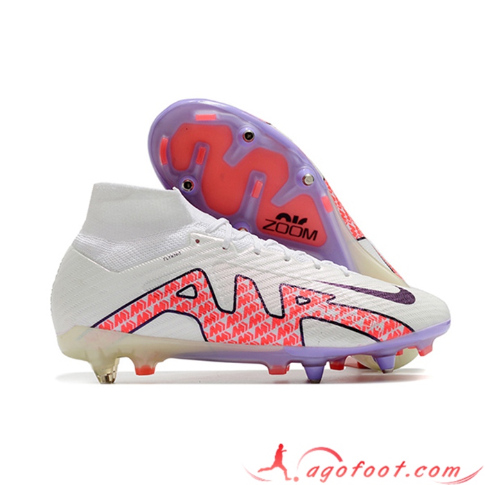 Nike Chaussures de Foot Air Zoom Mercurial Superfly IX Elite SG Blanc