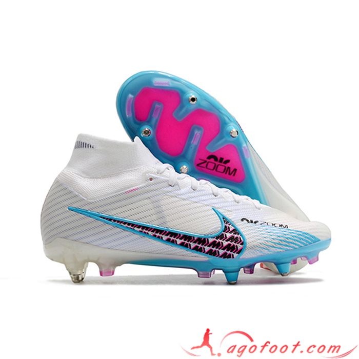 Nike Chaussures de Foot Air Zoom Mercurial Superfly IX Elite SG Blanc