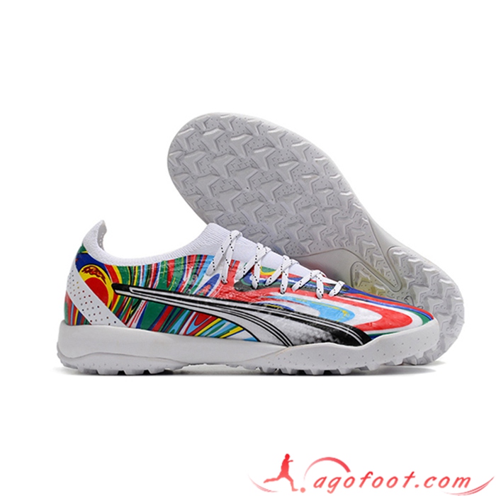 Puma Chaussures de Foot Ultra Ultimate TF Blanc/Rouge/Bleu